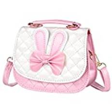 ZWOOS flickväskor, barn axelväska handväska flickor med söta kaninöron och rosett crossbody plånbok axelväska handväska justerbar rem för flickor tonåringar kvinnor, ROSA, 5.1 x 6.3 x 2.5 inches