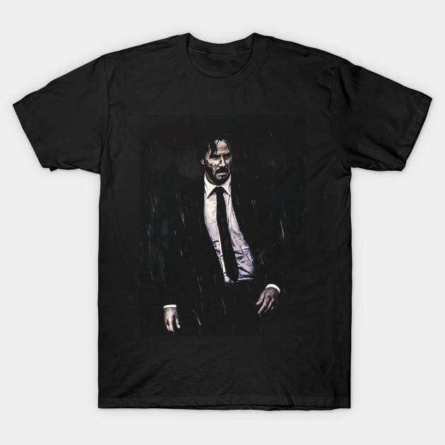 Herrsvart Tryckt T-shirt John Wick Minimal Ingen Skärning Transferpapper Tryck BomullsT-shirt cm svart