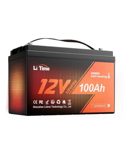 LiTime 12V 100Ah Lifepo4 Bateri Med Inbyggd Värmeanordning, 100A BMS Litiumbateri, 10 Års Livslängd, För Husbilar, Båtar
