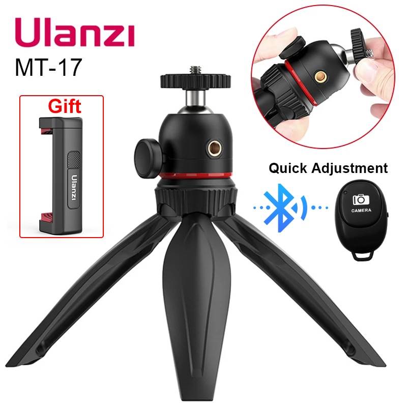 Ulanzi mt -17 ministativ för telefonkamera dslr slr portabelt stativ med telefonhållarstativ 360 ° vridbart kulhuvud 1/4 & #39 ;& #39 ; skruva - 01