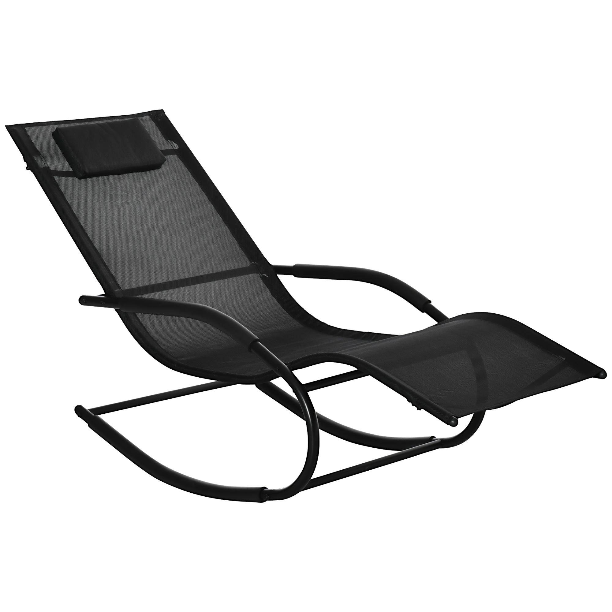 Gungande solsäng Ergonomisk gungstol med nackstöd Armstöd Galvaniserad metall Textilene 62B x 150D