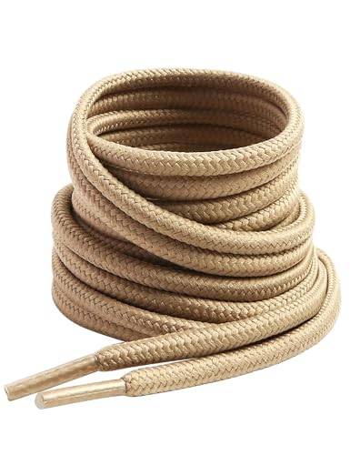 VSUDO 140 cm Runda Khaki Skosnören för Stövlar, Snören för Kängor, Boots – 4mm Stövelsnören Kompatibla med Dr. Martens, Ecco, Lundhags, Kavat, Icebug, Solovair (2 Par-Khaki-140cm)
