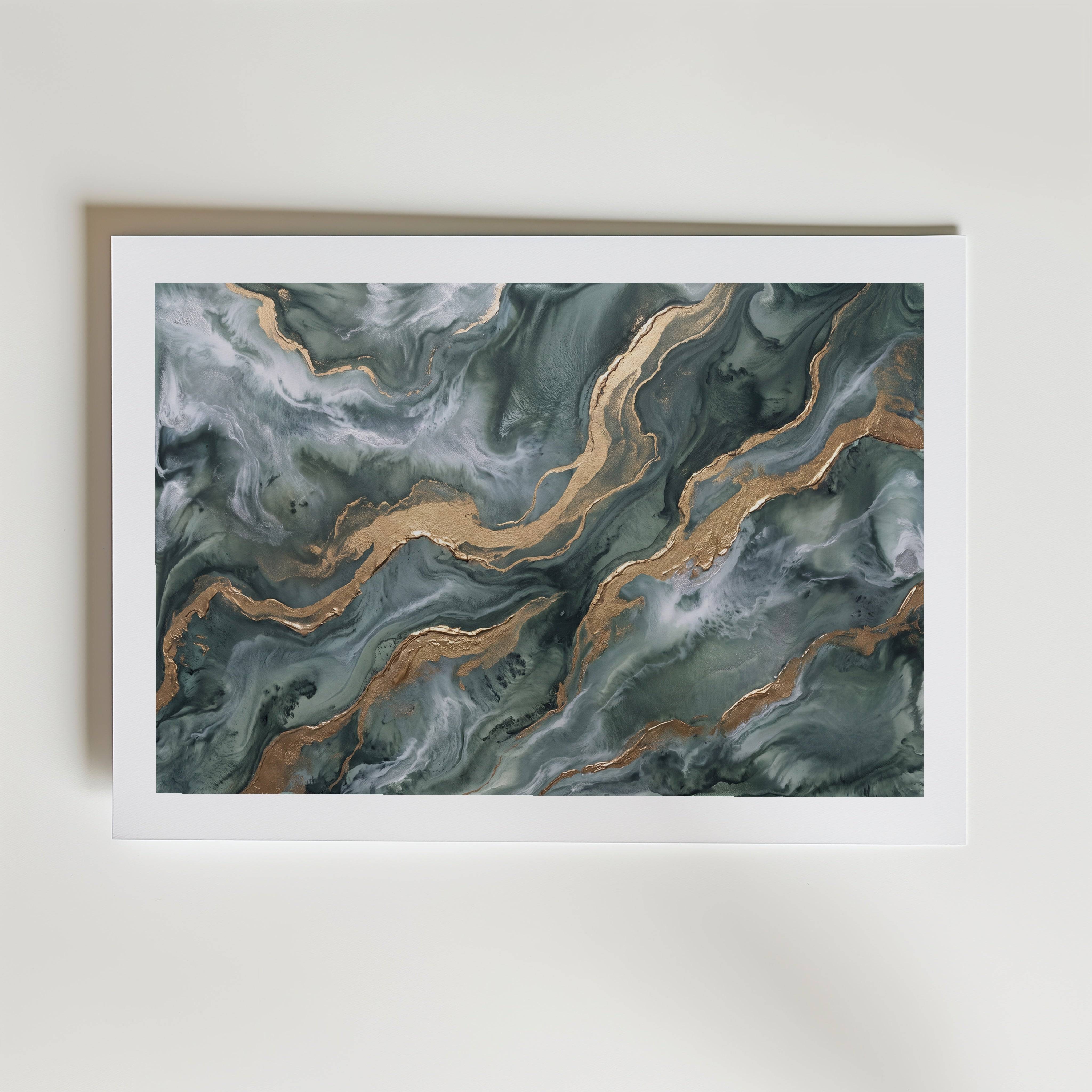 Emerald & Gold Poster - Fine Art Poster 40x50 cm Med passepartout