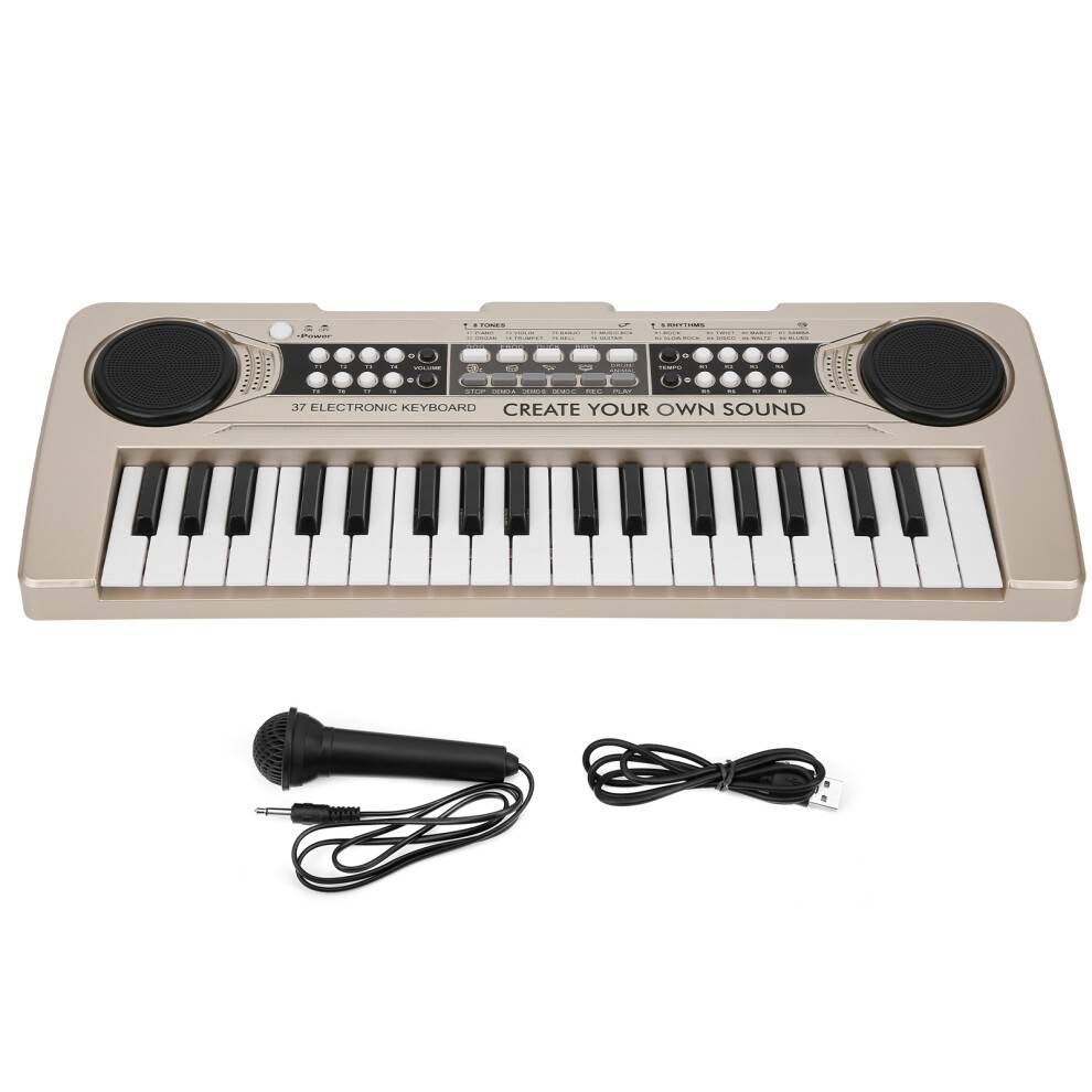Multifunktionelt musiklegetøj til børn, keyboard, klaver, pædagogisk instrument med optagefunktion og dobbelte højttalere til småbørn, drenge