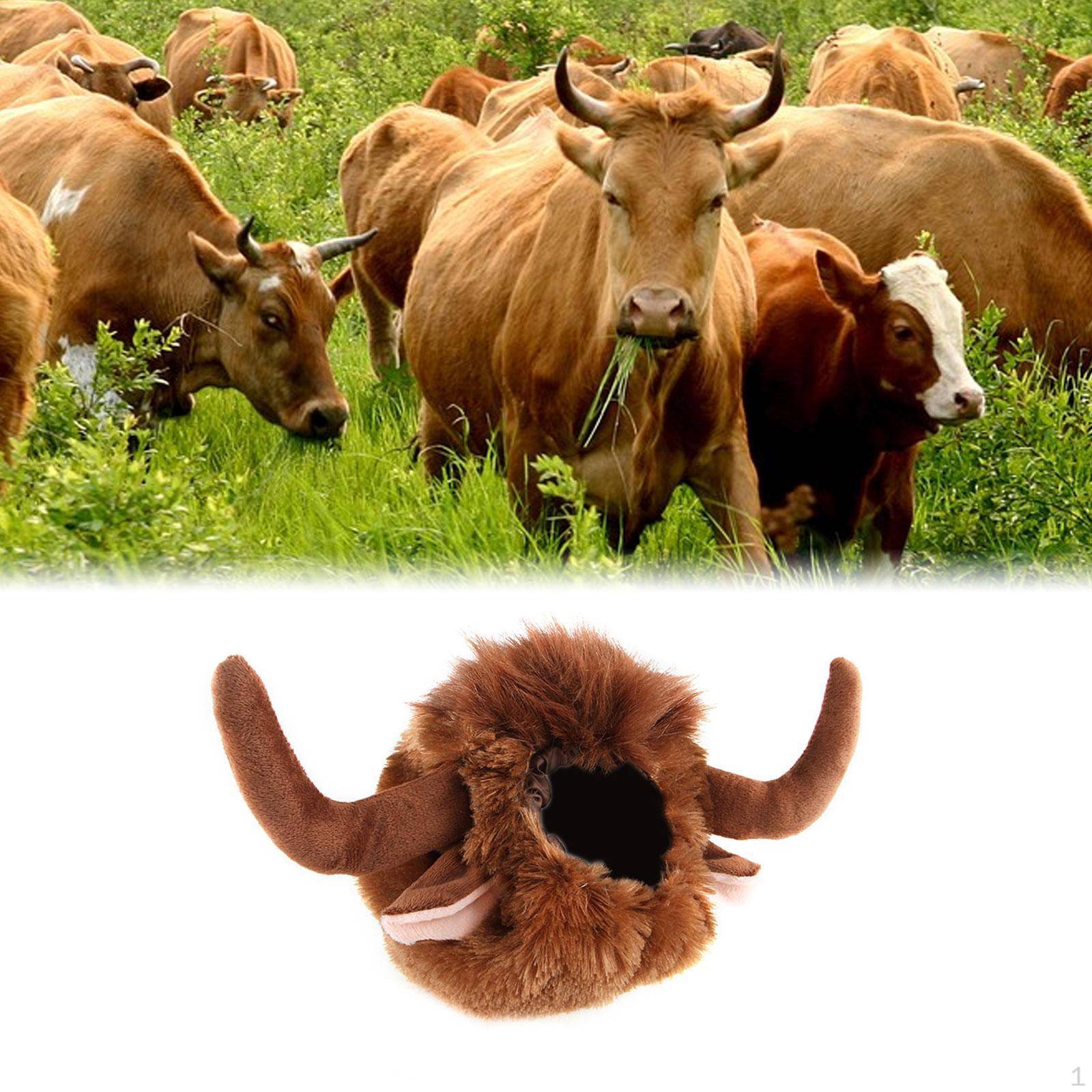 Dog Horn Wig Cow Hat Dress up Headwear Pet Funny Ox with for Birthday