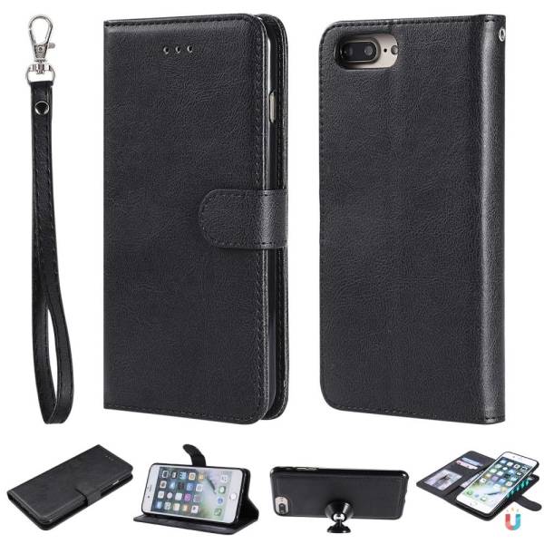 iPhone 6/6S/7/8 Plus - 2in1 Magnet Skal / Plånboksfodral - Svart