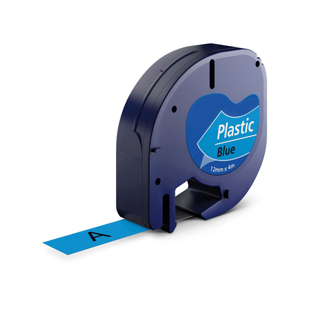 Dymo 91205 | 91225 sort på blå tape - Kompatibel S0721650 - 12 mm x 4 m