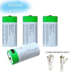 TEMU 4pcs/2pcs,cr123a Battery, Usb Cr123a Lithium Ion Rechargeable Battery, High Capacity 3.7v 700mah Rechargeable Cr123a Battery, 1.5 H Fast Charge, 1200 Cycle With Type C Port Cable, Output