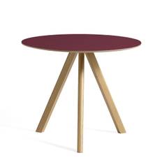 HAY CPH20 Round Table - Ø90cm - Eg - Linolium Top - Burgundy Linolium