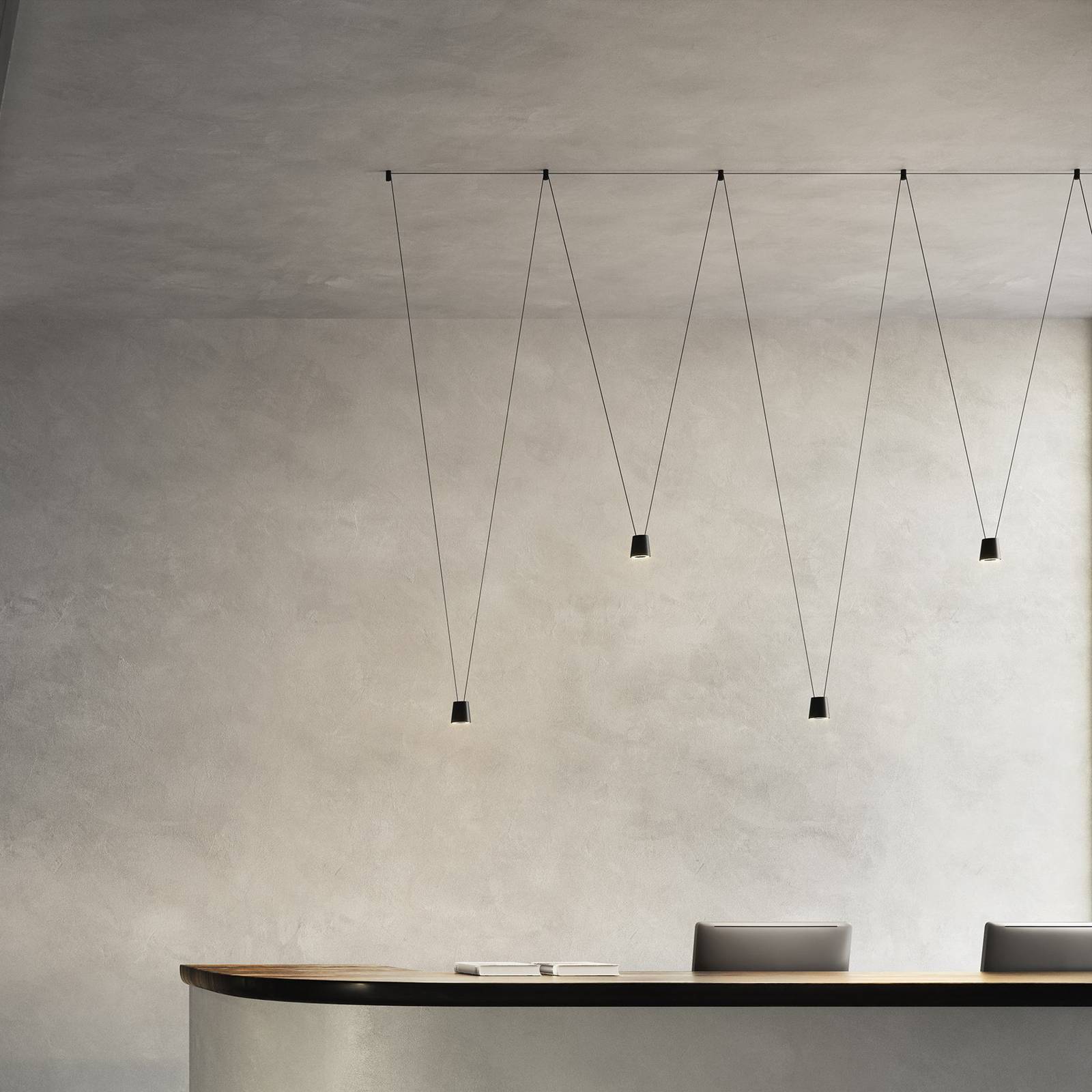 kdln Design pendellampa Sling, dimbar, Svart, Vardagsrum / matsal, Aluminium / grå / zink, Design, Pendellampa