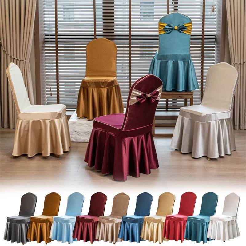 1 st Bröllopsstolsöverdrag Festdekoration Spandex med Kjol Plisserat Använd Elastisk Stretch Matsal Lyx Födelsedag Hotell Bankett