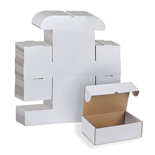 RLAVBL 25 kartonglådor 9 x 6 x 3 tum (22,9 x 15,3 x 7,7 cm) vit fraktlåda, kraftkorrugerade små postlådor