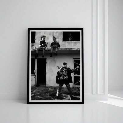 1/st Punk Undead-poster i svart och vitt, avantgardistisk ramlös rumsdekoration, Garbage Punk Rock-tryck, rebellisk gatufotografi, väggkonst (30*40 cm,40*60 cm,20*30 cm,50*70 cm)