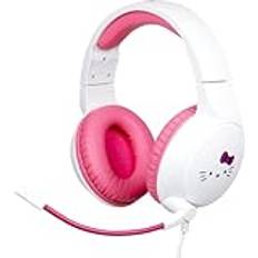 Konix Hello Kitty Kabelgebundenes Gaming-Headset für PC, PS4, PS5, Switch, Xbox One und Series X|S - Mikrofon - Kabel 1,5 m - 3,5 mm Klinkenstecker - Weiß und Rosa