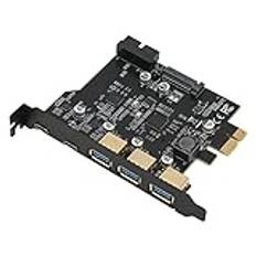 5 Portar PCIE Till USB 3.0 HUB, PCIE Till 3xUSB 2xUSB C Expansionskort, 5Gbps Extern Styrenhet PCI Express Extender Adapter Card för Win XP, 7, 8, 10 för Linux