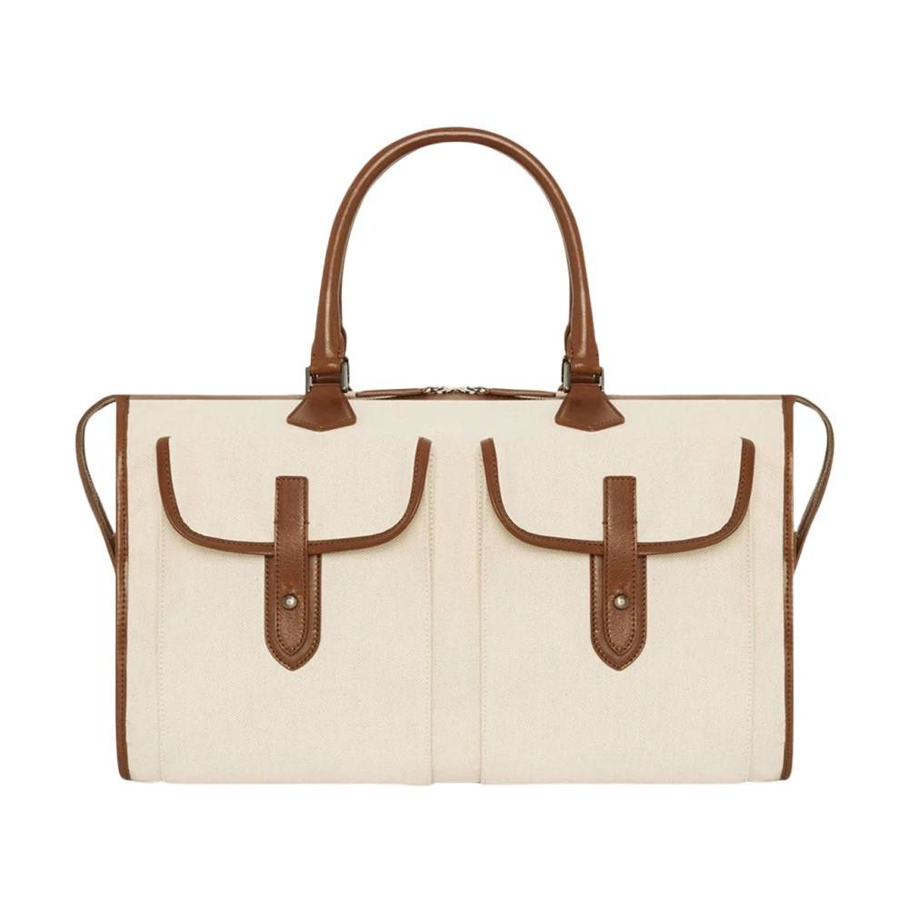 Kiton Klassisk Bomuld Læder Taske - Tasker - Herre - Beige - ONE SIZE - Bomuld