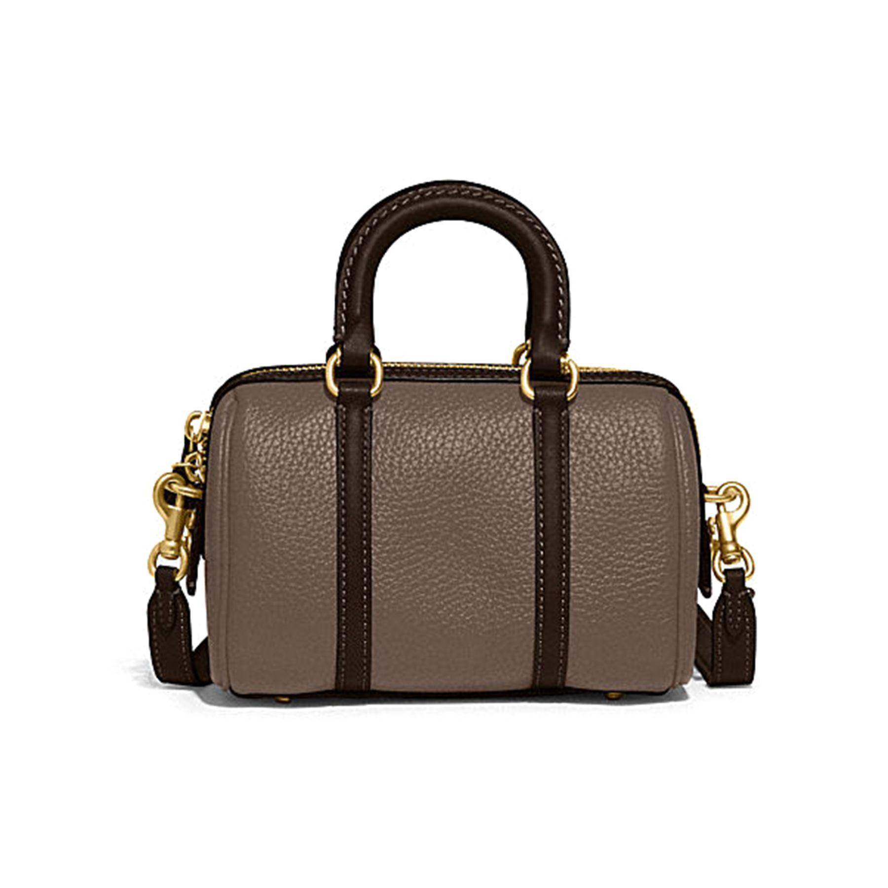 Coach Ruby 18 Iconic Round Shape Leather Tote Shoulder Crossbody Bag Women bags Chocolate CA116-B4VIZ Basic Set (Bag+Dust Bag)