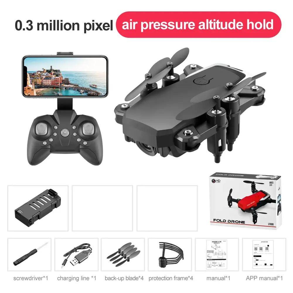 Ny LF606 Drönare WIFI FPV Mini Drönare med Vidvinkel HD 4K 1080P Kamera Altitude Hold RC Helikopter Vikbar Quadcopter Drone Present 480P Camera svart