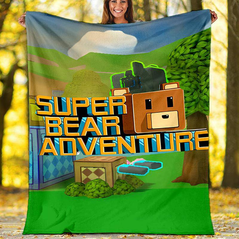 Spel Super Bear Adventure tryckt filt—lätt, mjuk, varm;mångsidigt pläde alla årstider—perfekt som &luftkonditioneringspläd, vilopläd
