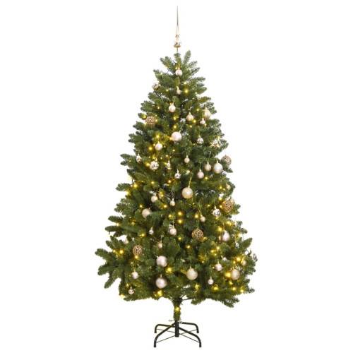 Plastgran med gångjärn 300 LEDs & kulor 270 cm