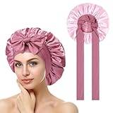 ACWOO Satin Bonnet, Mjuk Silk Bonnet Hårinpackning För Att Sova, Natthår Sovmössa Med Resårband, Hårhuv För Bad, Hårvård Huvudskydd Hatt För Kvinnor Flickor Långt, Rakt Och Lockigt Hår