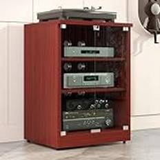 Stereo component cabinet,Stereo cabinet,audio cabinet,audio rack cabinet,av media stand,audio rack,record player console cabinet,av cabinet,media cabinet,corner media cabinet(Walnut,3-layer)