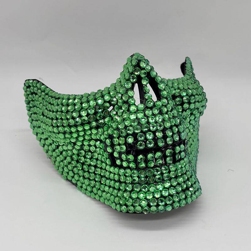 Rhinestone Half Skull Mask for Men Women Masquerade Party Cosplay Costume Accessory Ghost Face DJ Stage Crystal Bling Mask