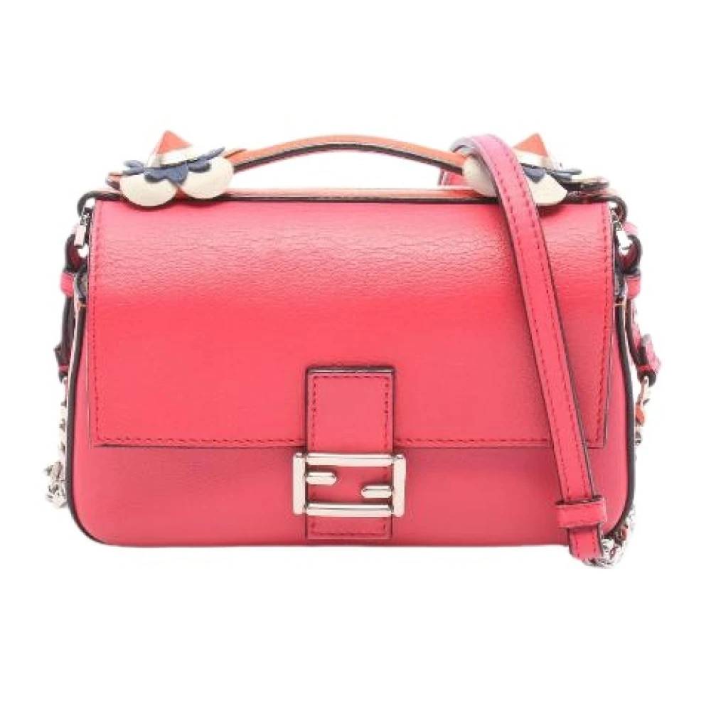 Fendi Vintage Pre-owned Double Micro Baguette Læder 2-vejs Håndtaske - Vintage - Dame - Lyserød - ONE SIZE - Læder