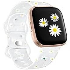 youmaofa Versa 2 armband kompatibelt med Fitbit Versa 2-armband/Fitbit Versa armband, mjukt silikonersättningsarmband för Fitbit Versa/Versa 2/Versa Lite armband för kvinnor, tusenskönor, L