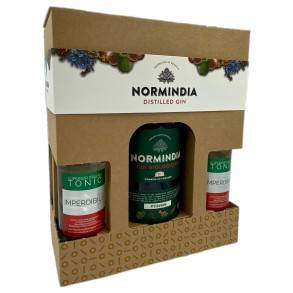 Gaveæske med Normindia Biologique Gin 41,4% + 4 Tonic