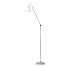 Luxy gulvlampe alu med blank hvid glas