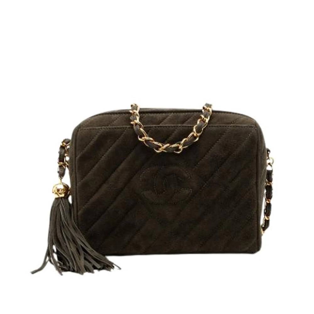 Chanel Vintage Pre-owned Quilted Suede Crossbody Bag - Vintage - Dame - Grøn - ONE SIZE - Suede