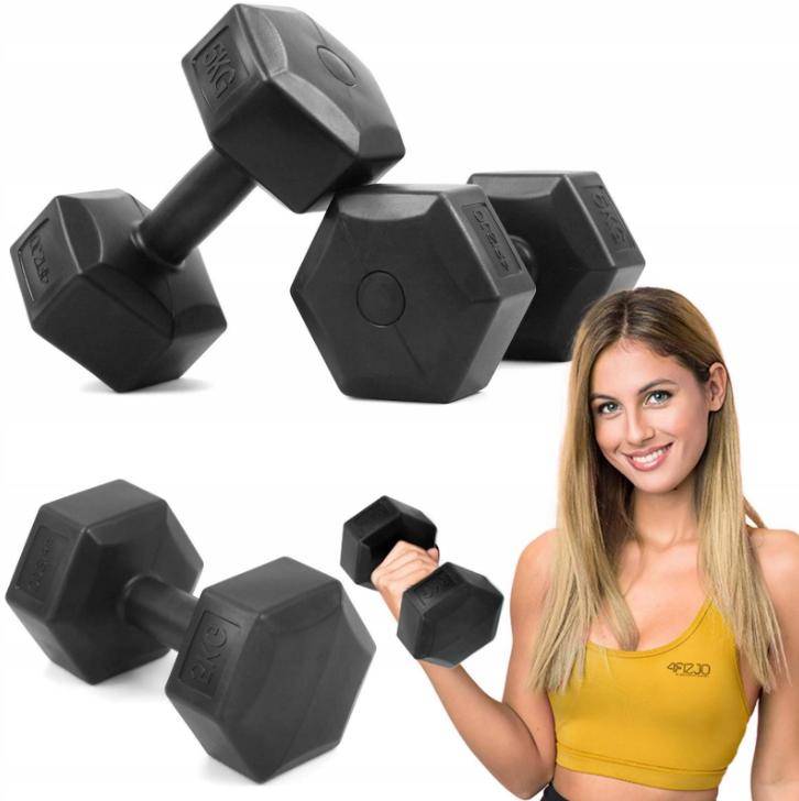 4FIZJO HEXAGONAL Dumbbells - 2 pcs Black 5kg