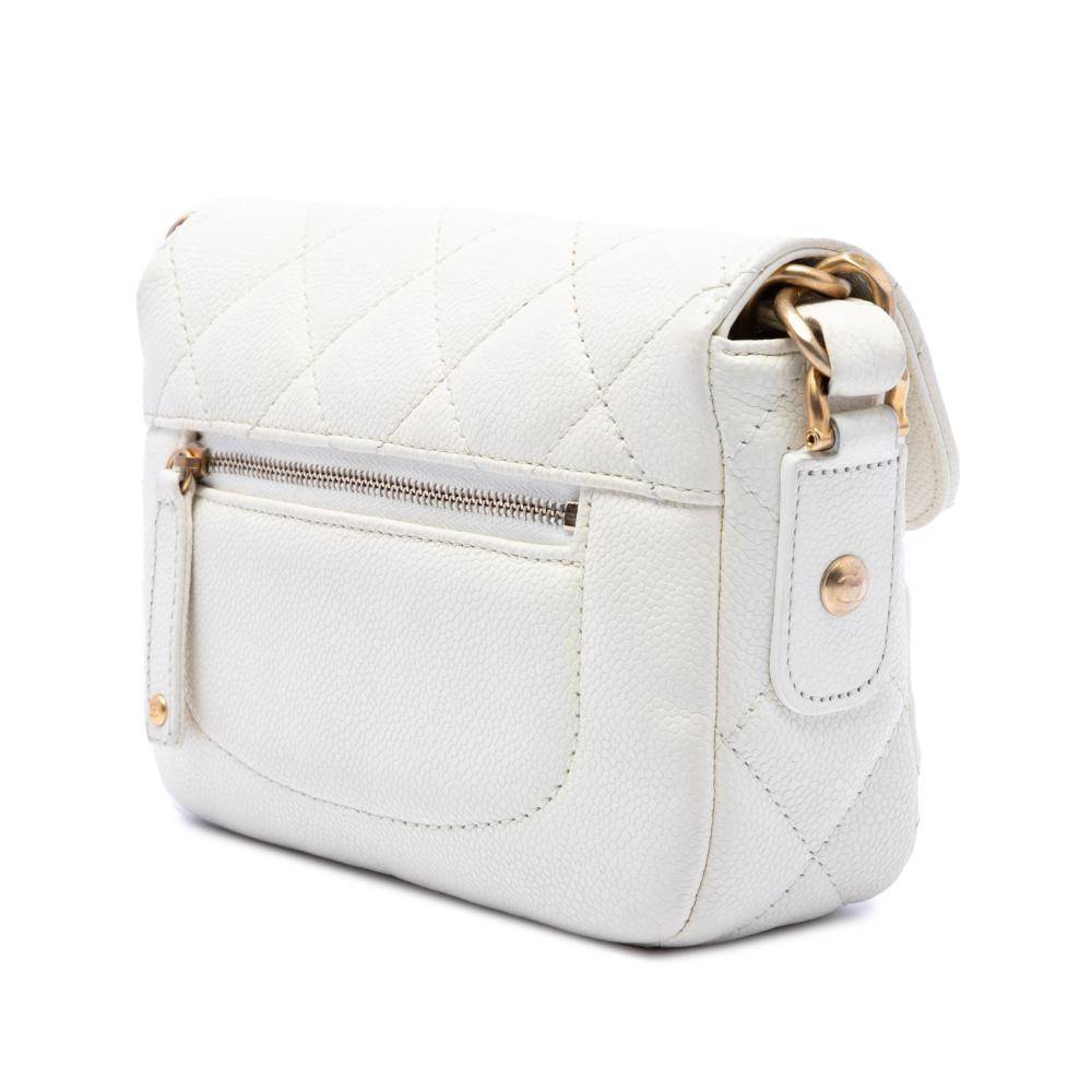 Chanel Vintage Chanel Messenger Bag Stl. - Chanel Vintage Från Magasin - White (L 15cm x W 19.50cm x D 6cm)