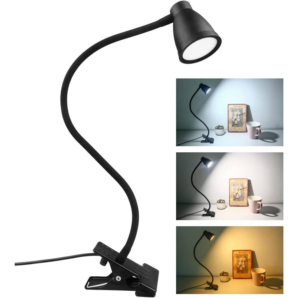 Fleksibel svanehals skrivebordslampe, 5w USB-drevet læselampe med hukommelsesfunktion til sengebord og kontor, 3 lystilstande