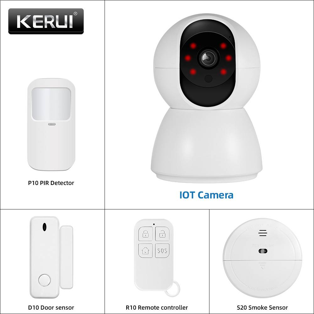 KERUI Multifunction Camera Alarm System Alarm & Camera 2 in 1 Home Security Surveillance Kit with Motion Detector Door Sensor