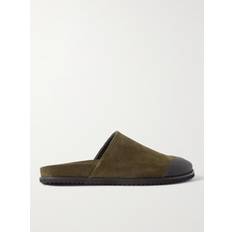 Mr P. - David Rubber-Trimmed Suede Mules - Men - Green - UK 7.5