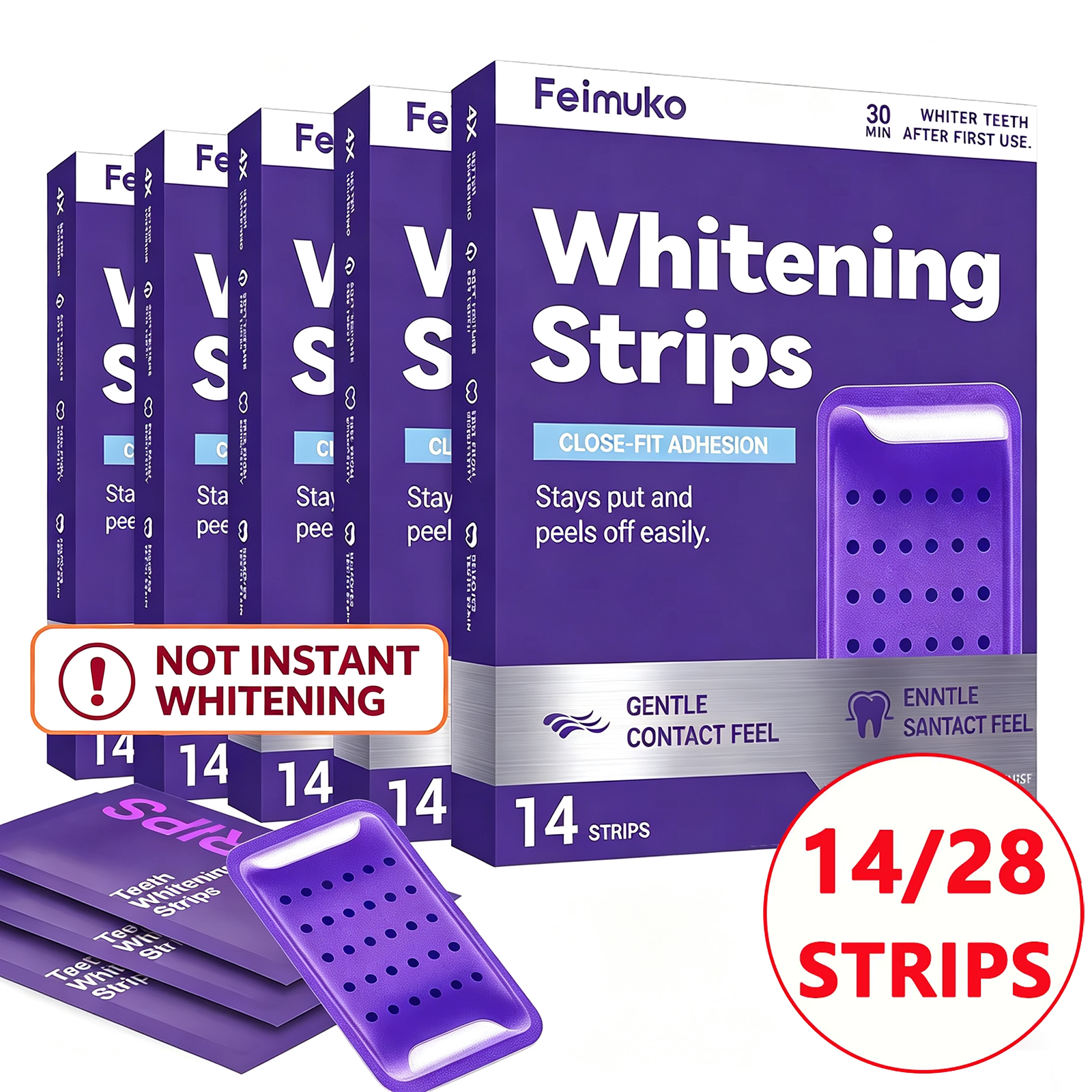 7/14pcs Purple Teeth Whitening Kit – Remove Plaque & Stains Instant Color Corrector Yellow Teeth Oral Hygiene Care for Women Men