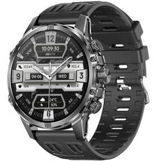 BlitzWolf BW-AT6 Plus 1.75inch AMOLED Display Smart Voice Assistant Flashlight bluetooth Call Heart Rate Blood Pressure Blood Oxygen Monitor Multi-sport Modes IP67 Waterproof Smart Watch - Black
