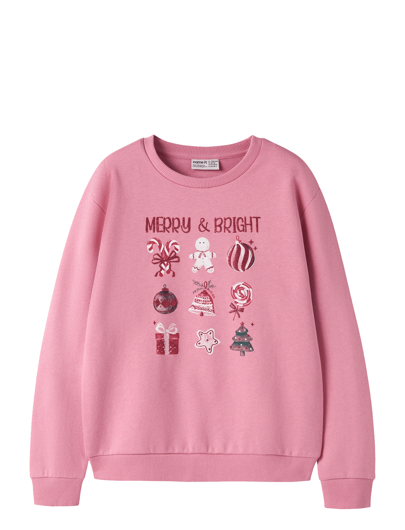 name it Nkframbam Ls Nreg Sweat Bru Box - Pink - 116