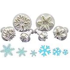 6 STK Snöflinga Bakverk Verktyg Kaka Cutter Cupcake Dekoration Fondant Form Snöflinga Tårt Dekoration Verktyg för tårtdekorering, Party Snowflake Designs