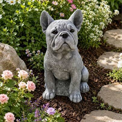 Söt fransk bulldog-figur - | Mini samlarstaty, lämplig för hem/kontor/bilens instrumentpanel | Skrivbords- och inomhus-/utomhusdekoration, en högtidsg - Multifärgad (Silikon,Grå bullmastiff)