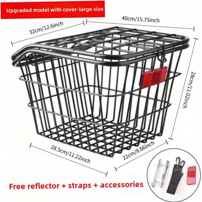 TEMU Universal Foldable Bike Basket - Heavy Duty Iron Rear Rack Cargo Carrier (12.2-14.96 Inch Fit) For Mountain/dirt Bikes, & Electric Dirt Bikes - Bike Additions For Men & Outdoor Riding