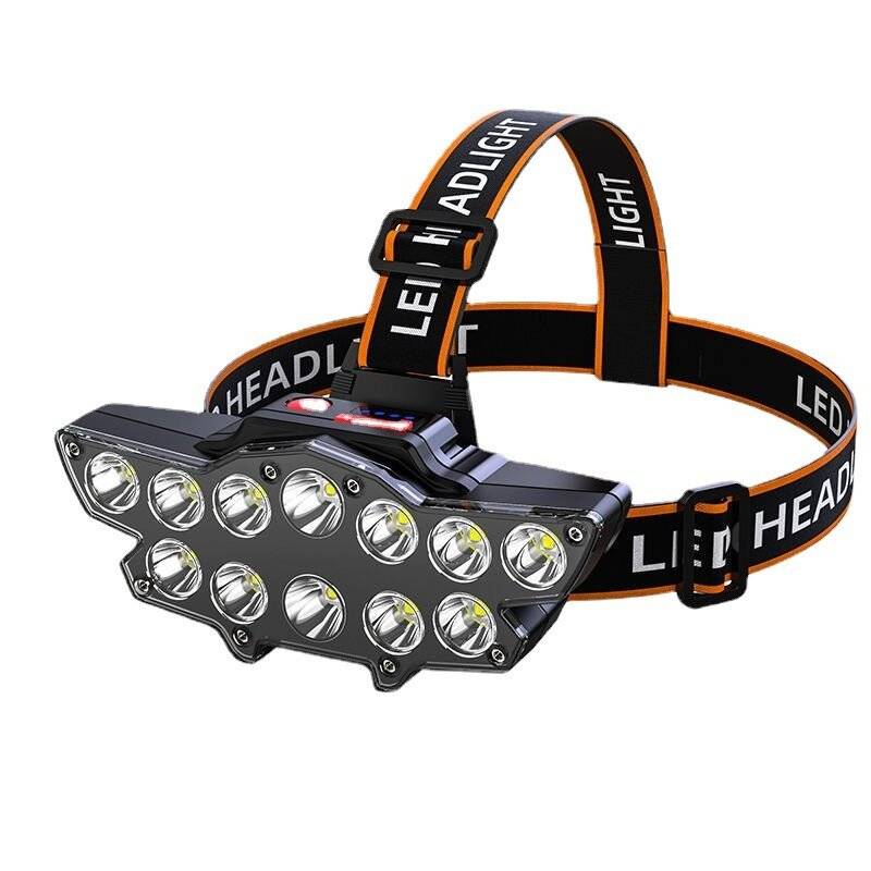 BIKIGHT 12*P90 LED Pannlampa USB-laddningsbar Lång Räckvidd 4 Lägen Cykelhuvudlampa Ficklampa Vattentät Campingfiske