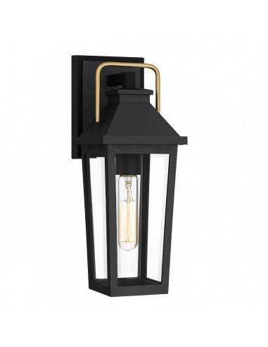 BUCKLEY Udendørs væglampe i komposit og glas H37 cm 1 x E27 - Mat sort/Messing
