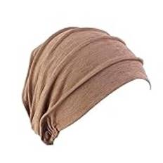 LSGGTIM Turban dam kemo-huvudbonad, cancermössor huvudduk damer bandana beanie hatt bomull kemohattar slouchy turban sovmössa cancer hatt huvudbonad för kvinnor cancer håravfall, kaffe