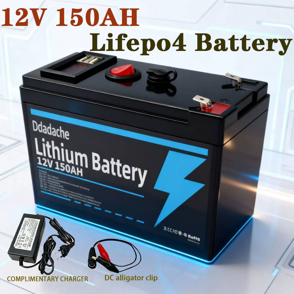 Lithium 12V 150Ah LiFePO4 Deep 4000+ Cycles Battery Rechargeable Battery for Lighting,Power Wheels ,Solar/Wind Power,Small UPS