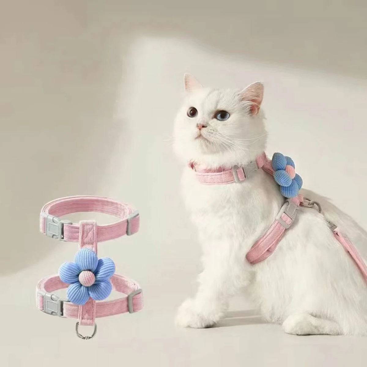 Breathable Adjustable Harness & Leash Set for Cats and Small Dogs - Pink / S (S)