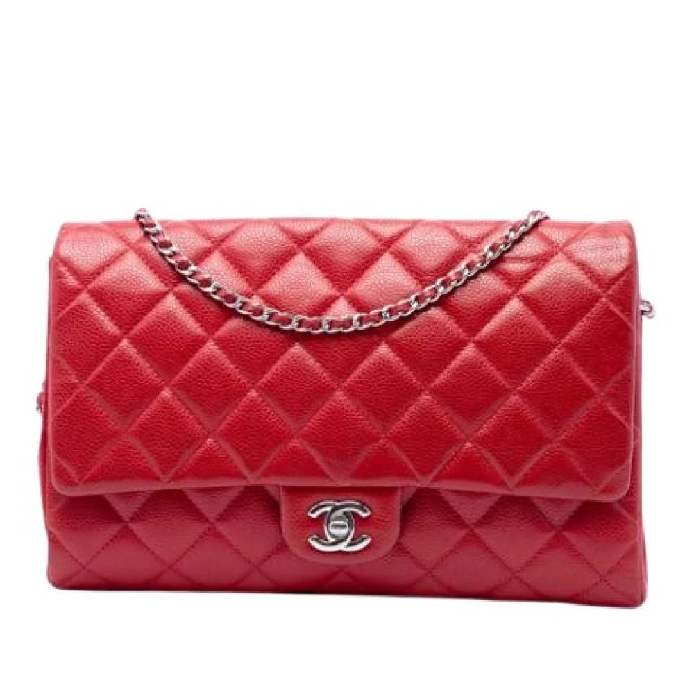 Chanel Vintage Pre-owned Vintage Quilted Caviar Leather Shoulder Bag - Vintage - Dame - Rød - ONE SIZE - Uld