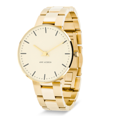 Arne Jacobsen armbåndsur CITY HALL IVORY BLOOM 34 mm guld lænke